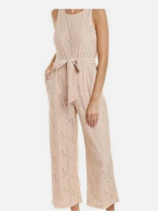 Vince Camuto Pants - Vince Camuto Blush Crochet Sleeveless Wide-Leg Jumpsuit